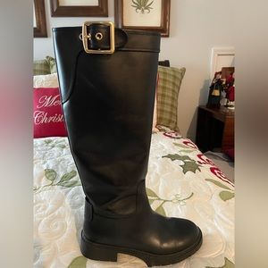 Coach Black Boots with Gold Buckle